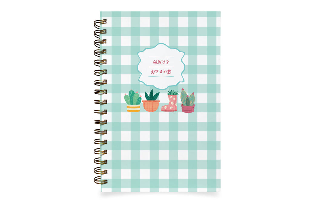 Gingham Cactus Notebook