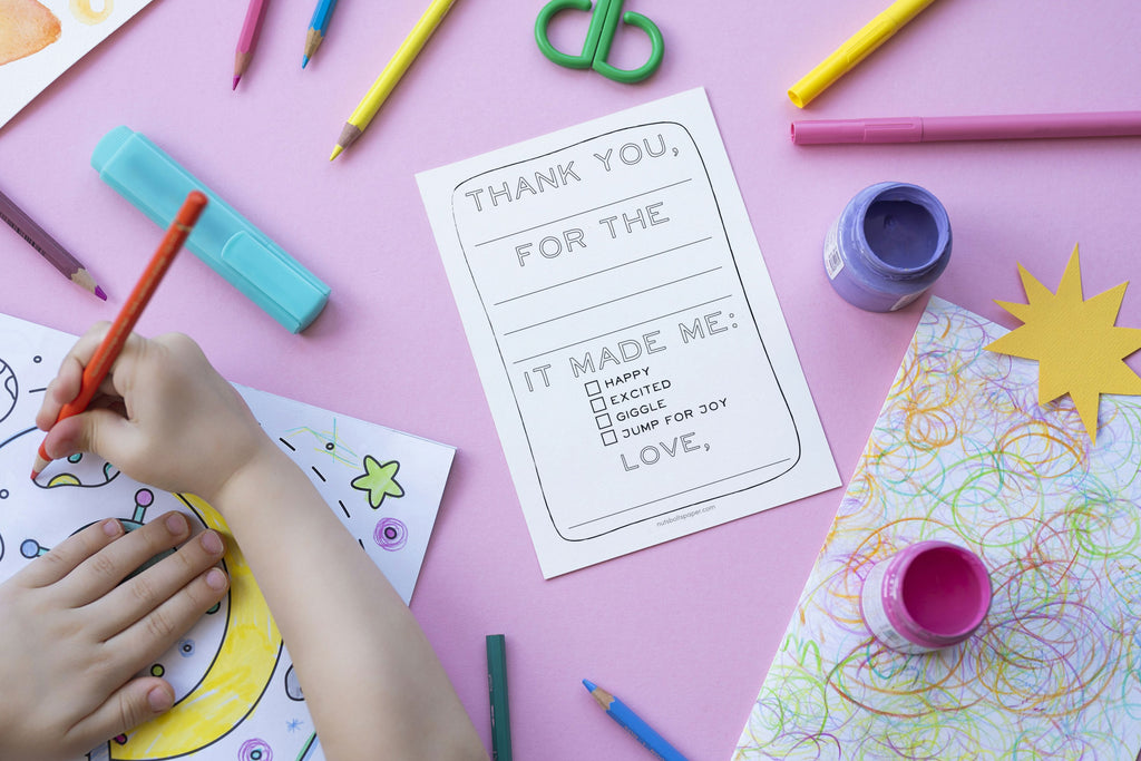 Kids Fill In The Blank Thank You Cards, 25 Thank You Cards Kids With White Envelopes, Fun Gender Neutral Thank You Notes For Birthday Party, Event Or Holiday Use