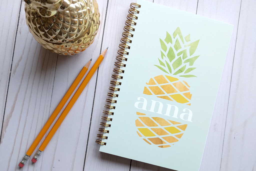 Kids pineapple notebook journal, notebooks and journals for kids, notebooks for school, notebooks for students, kids journals, cute notebooks