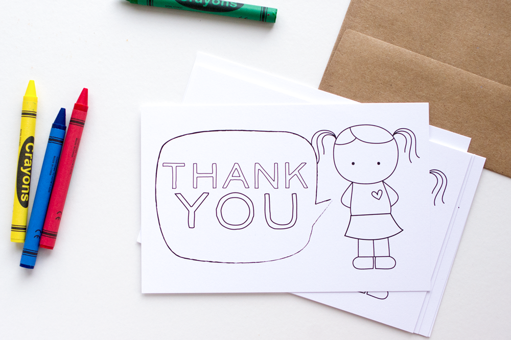 Thank You Cards for Kids - Fill-In/Color-In