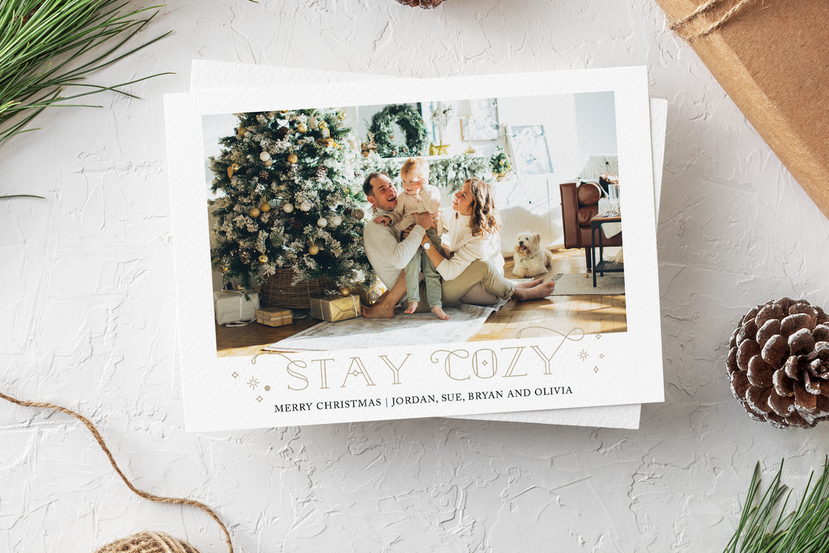 Stay Warm And Cozy Folded Holiday Card, Postable