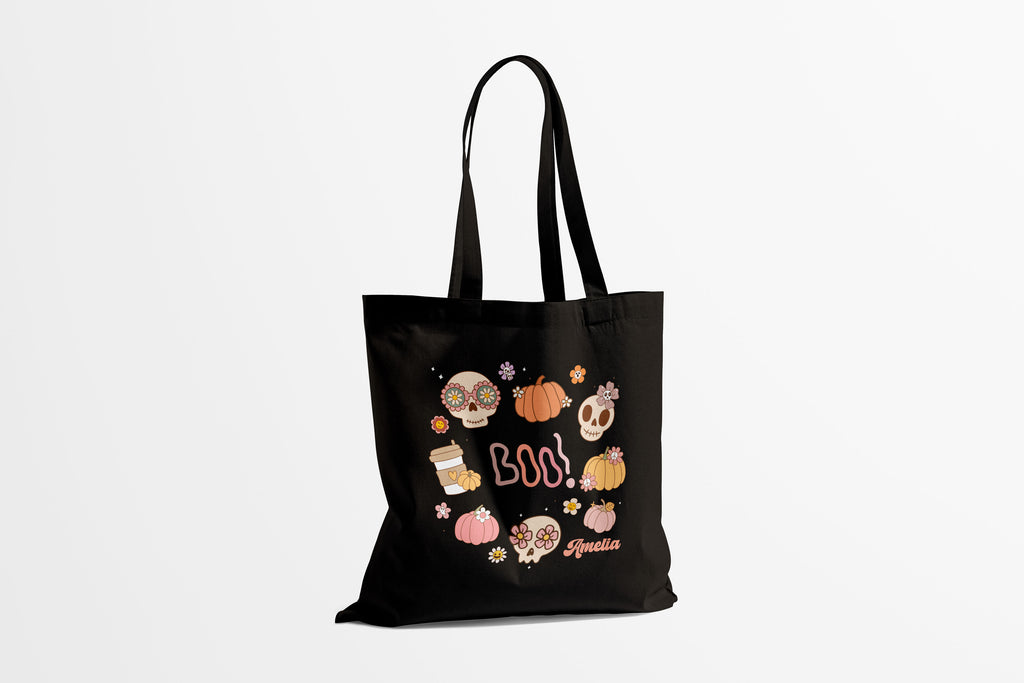 Trick-Or-Treat Tote Bag: Retro Skulls