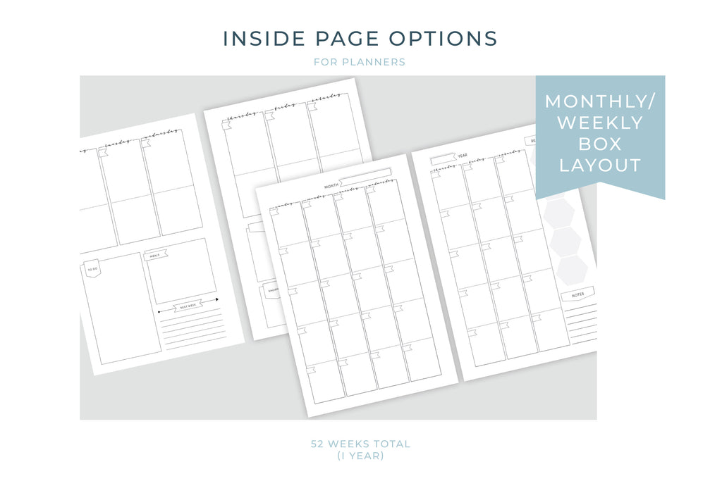 2025 planner undated box layout pages