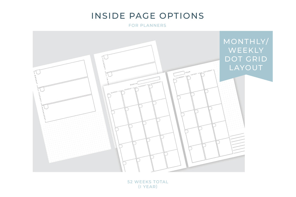 2025 planner undated dot grid layout pages