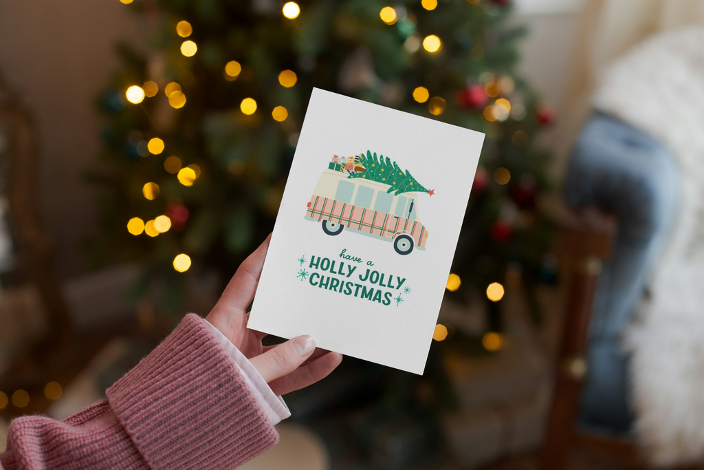 Retro Van Christmas Card Set