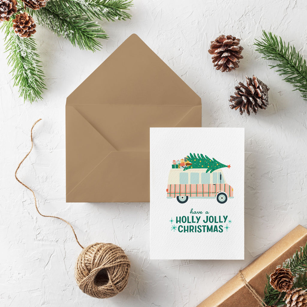 Retro Van Christmas Card Set