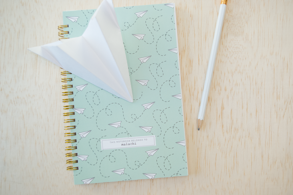 paper airplane notebook, notebooks and journals for kids, notebooks for school, notebooks for students, kids journals, cute notebooks