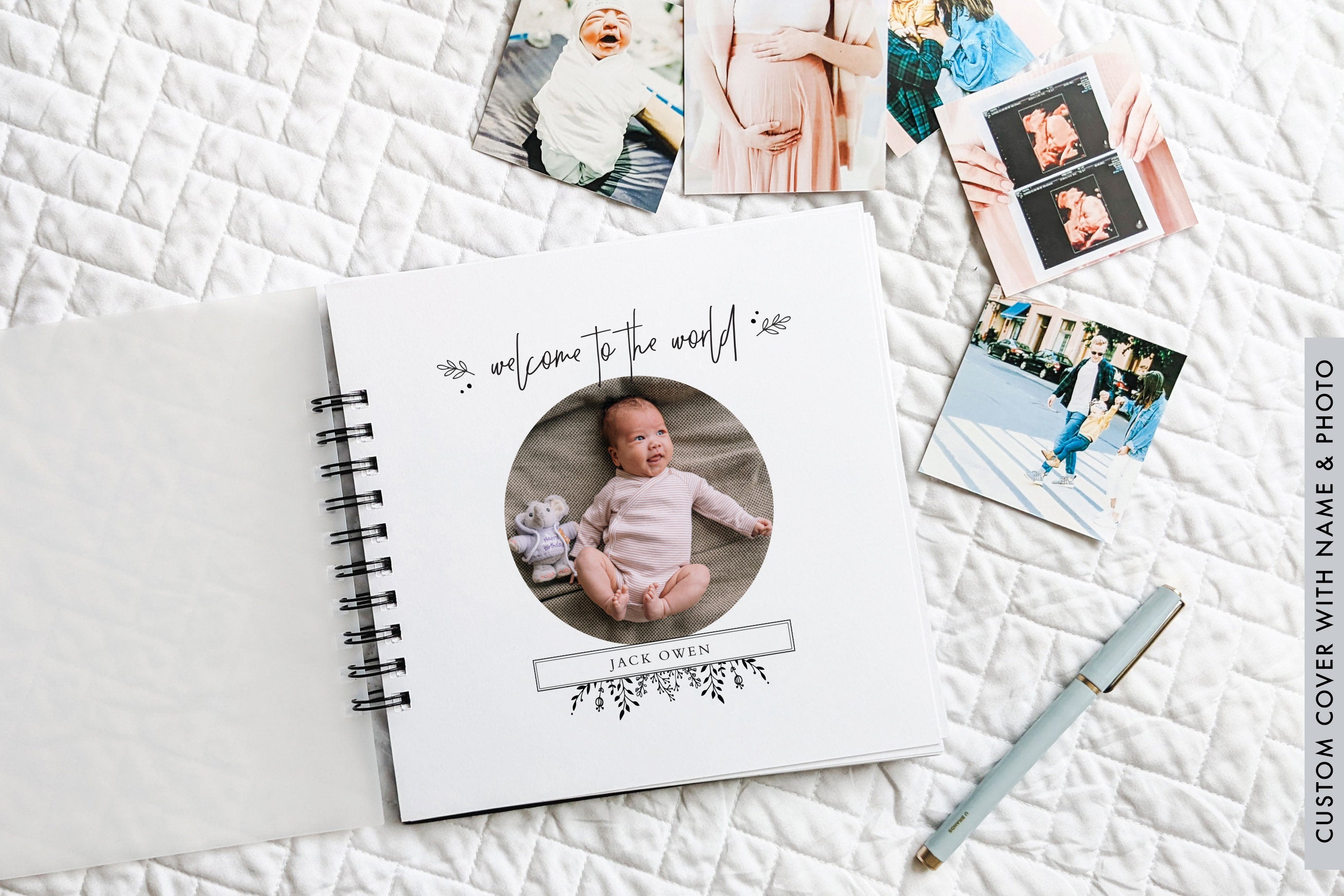 Baby Memory Book Personalized, 4x4 4x6 5x7 Baby Photo Album, Minimalist Baby Shower Gift For Girl, Custom Baptism Gift For Boy, Newborn Gift shop