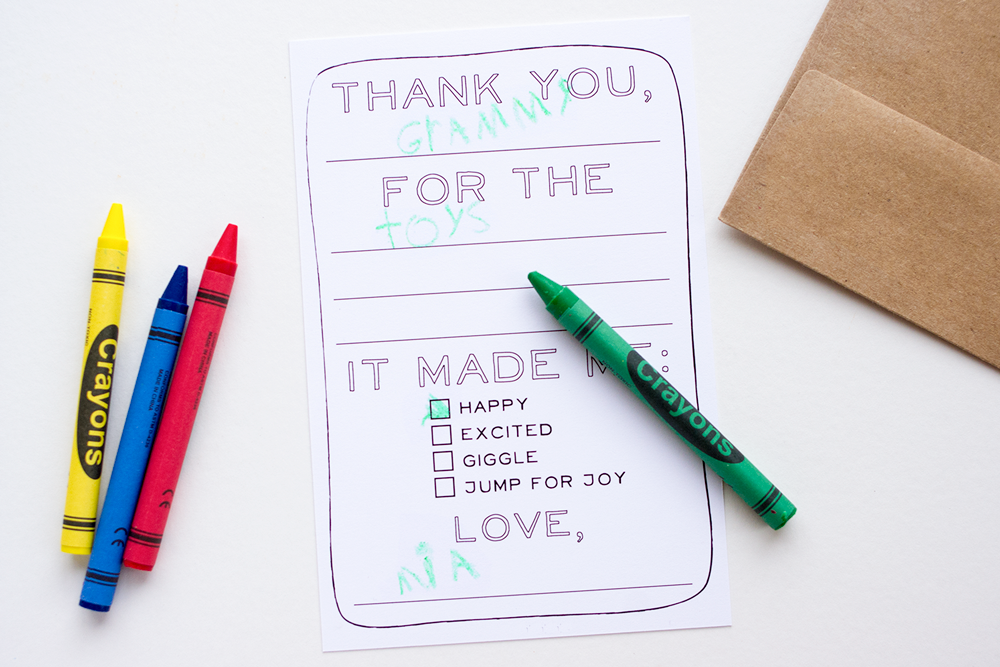 Thank You Cards for Kids - Fill-In/Color-In